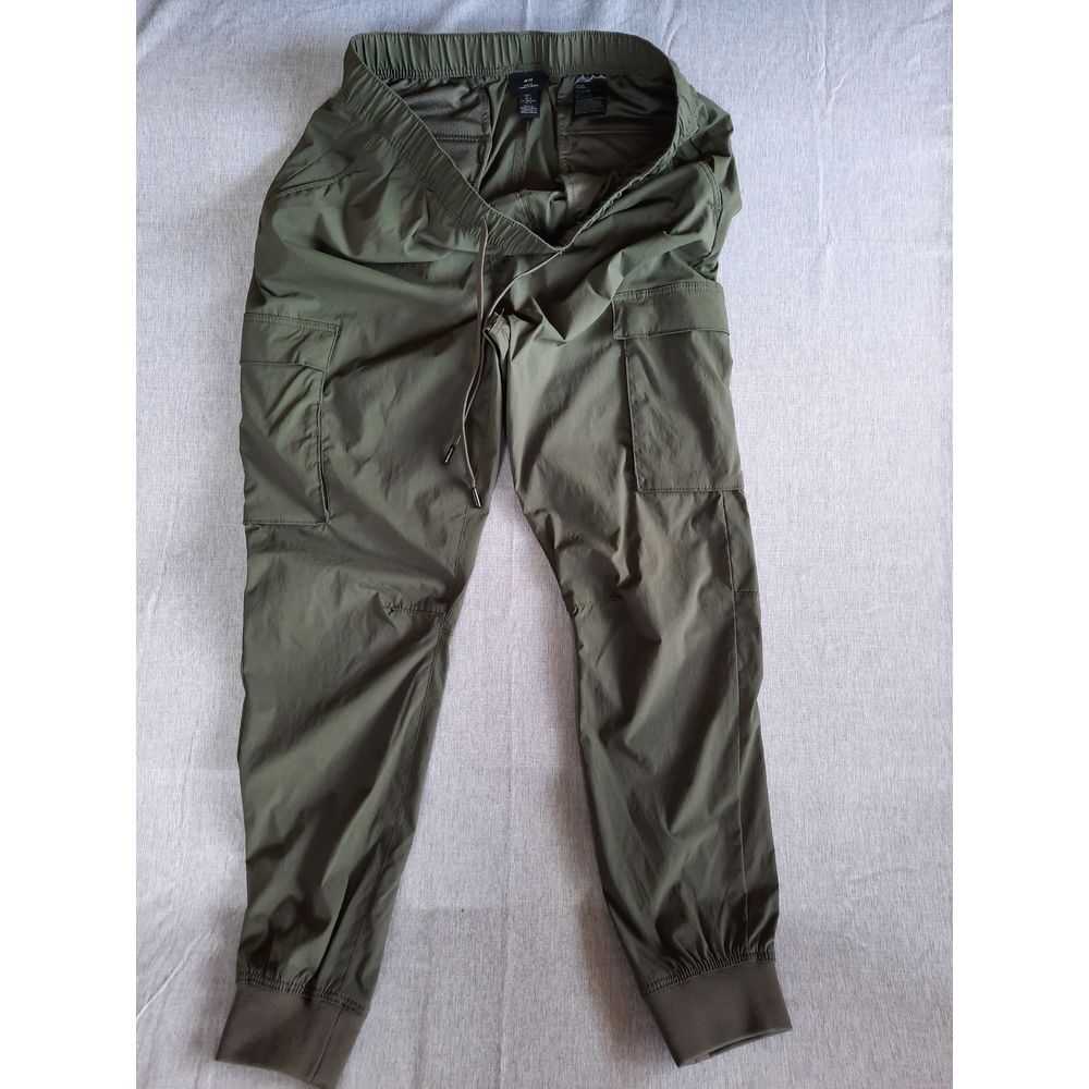 H&M  Women Large Slim Fit Stretch‎ Waistband Military Green Cargo Jogger Pants